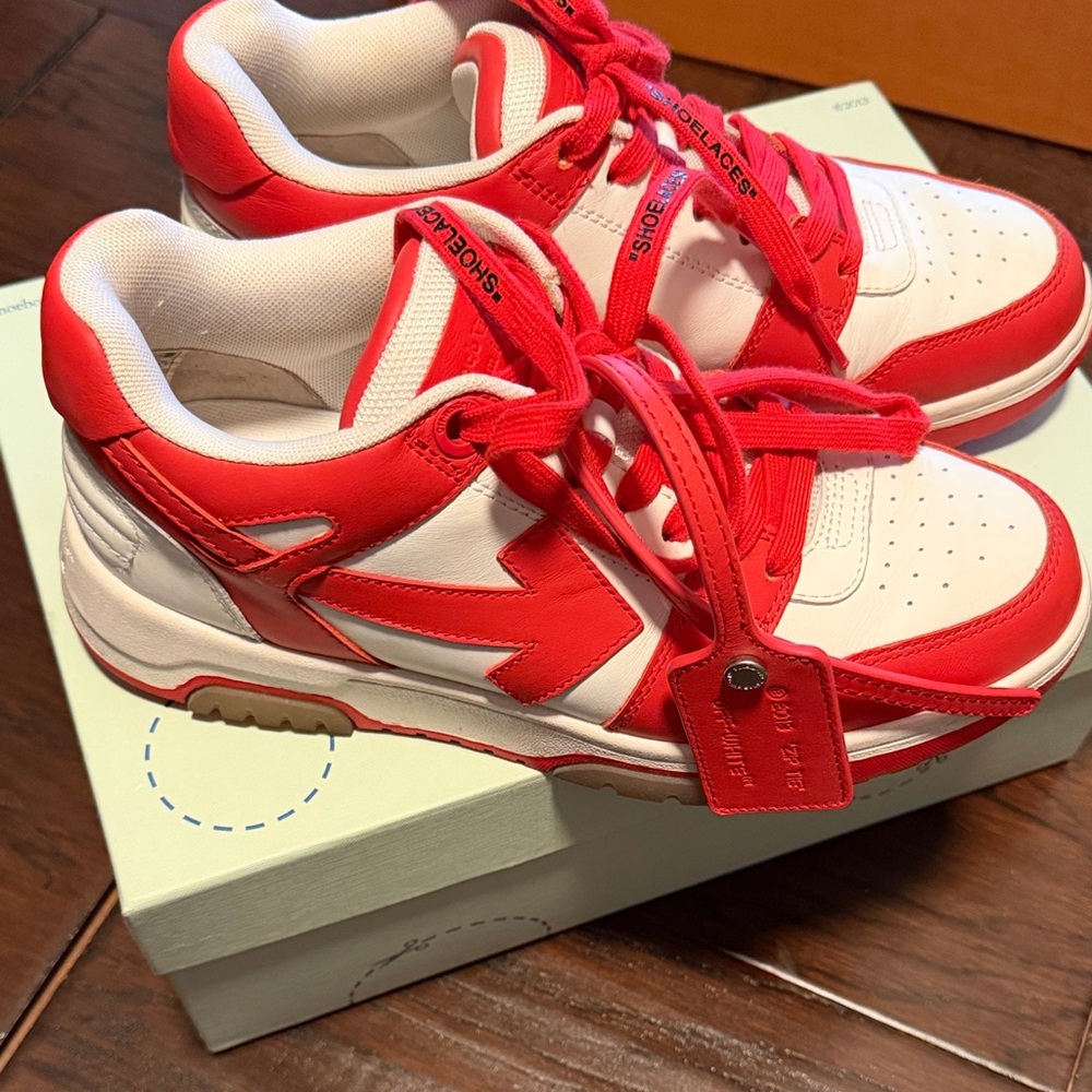 Off-White Red and White Women's Sneakers